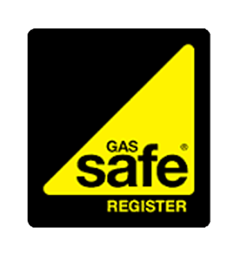 A yellow and black gas safe register logo