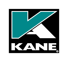 A blue and white kane logo on a black background.