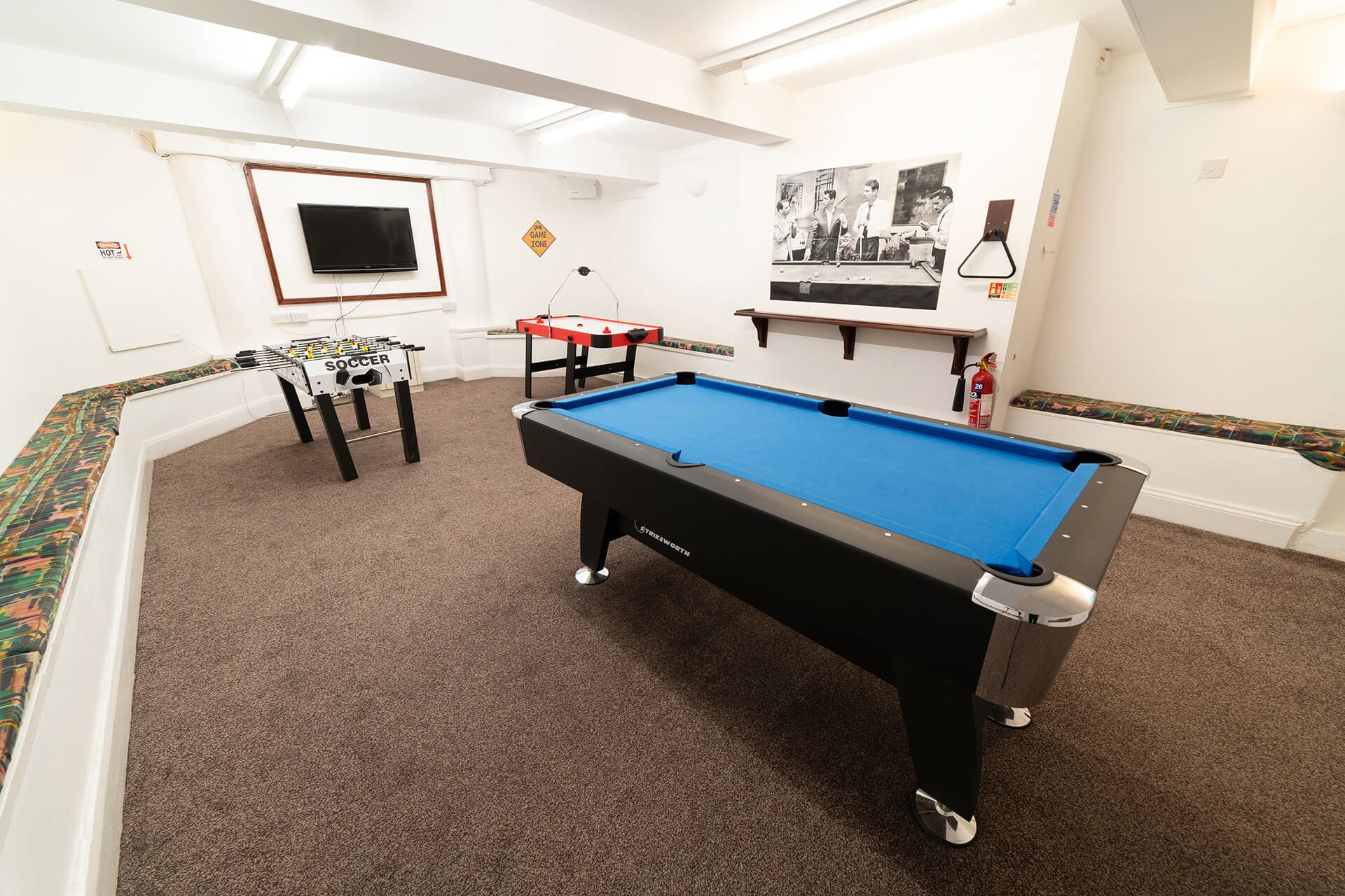 The games room at the Devonshire Hotel in Torquay
