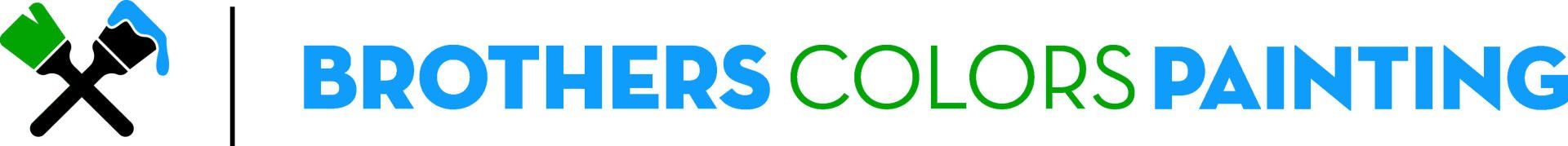 Logo for Brothers Colors Painting featuring a crossed green and blue paintbrush icon next to the text.