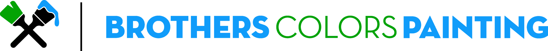 The logo for Brothers Colors Painting features two crossed paintbrushes, one green and one blue, with blue and green text.