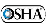 OSHA logo featuring a stylized blue and gray circle next to the black text