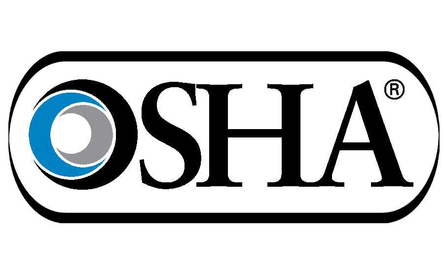 The black OSHA logo featuring a stylized blue and gray circular icon, enclosed within a rounded rectangular border.