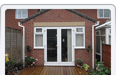 Porch entrance with French doors