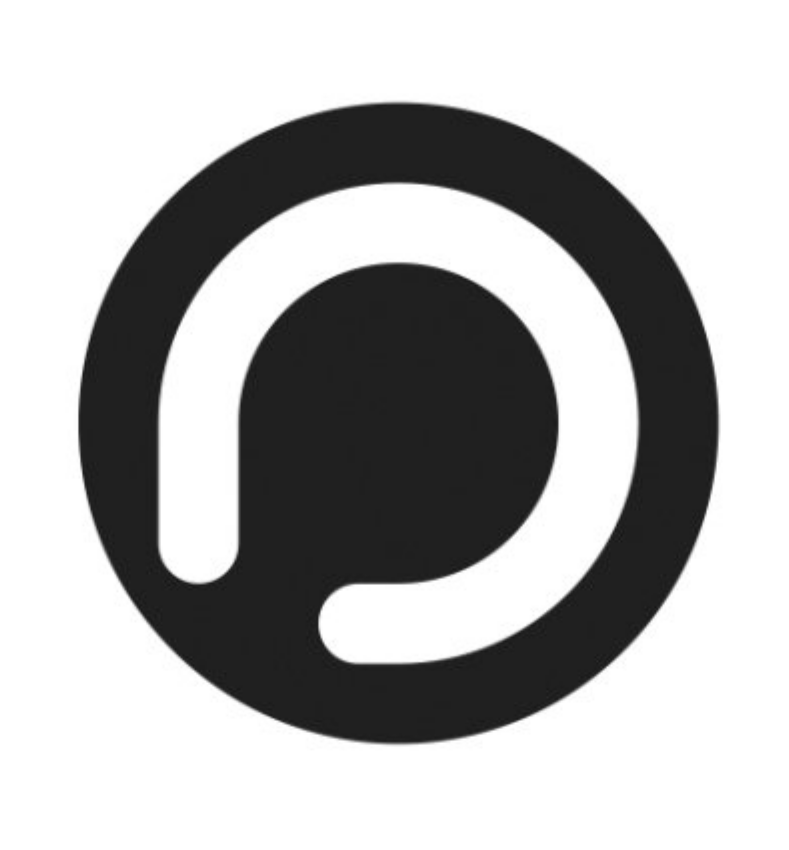 A black and white circle with a white swirl in the middle.