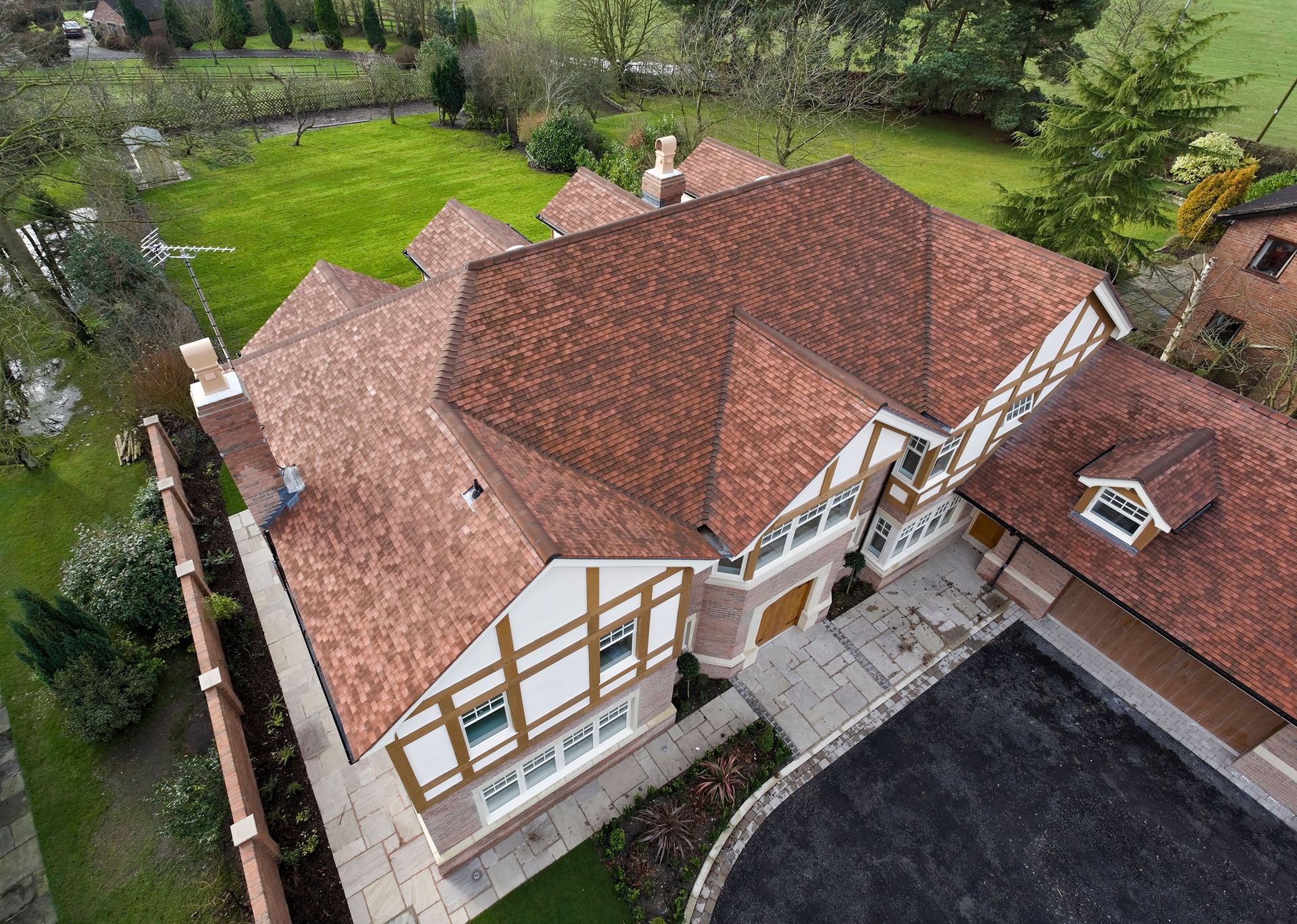 aerial view of the roofing