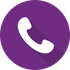 White phone icon on a purple circle with a long shadow.