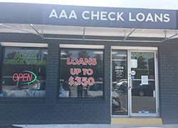 AAA Check Loans storefront with an 