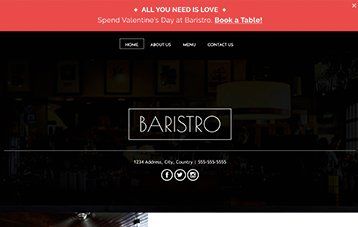 A screenshot of a website for a restaurant called baristo.