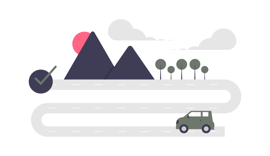 graphic of car traveling on a journey