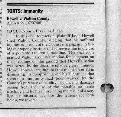 Walton County Government Immunity — Watkinsville, GA — Law Offices of Eric K. Krasle