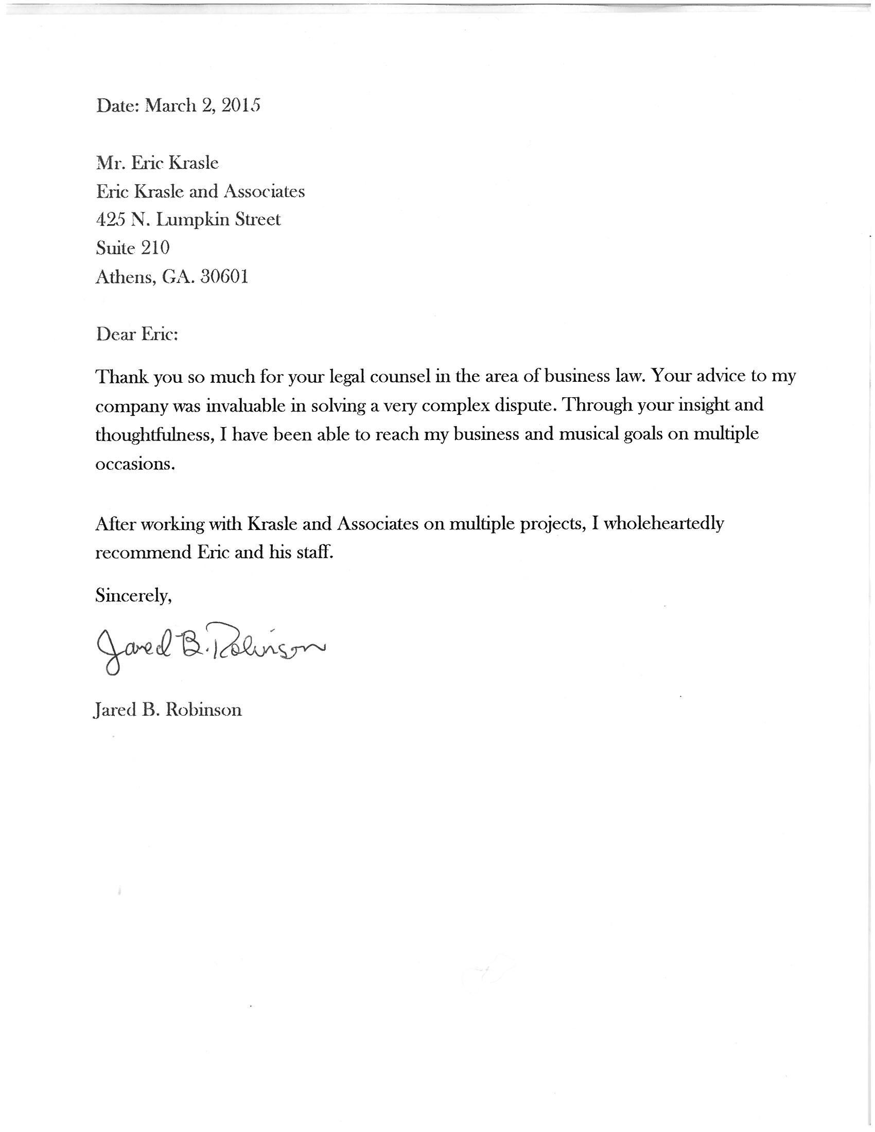 Jared Robinson — Watkinsville, GA — Law Offices of Eric K. Krasle