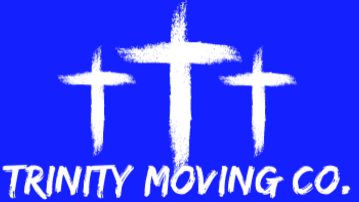 TRINITY MOVING LOGO Trinity moving co. logo with three crosses on a blue background