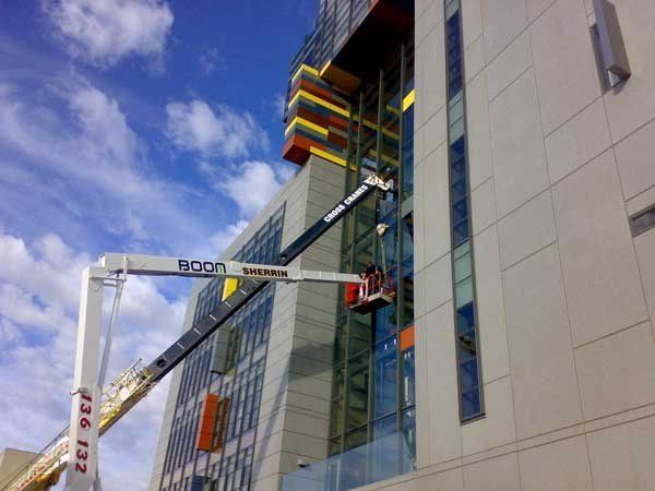 business building getting windows installed