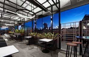 building with laminated glass