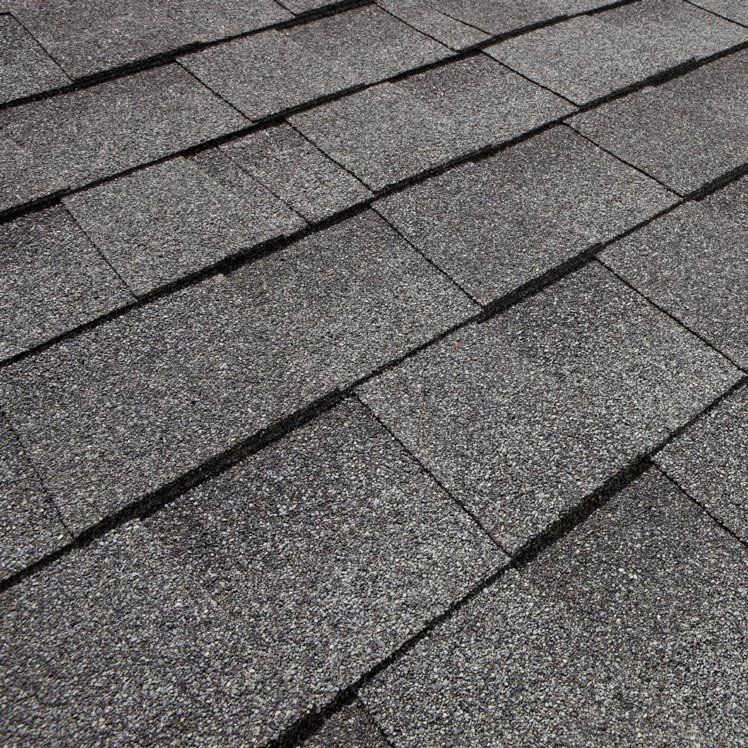 A close up of an asphalt roof