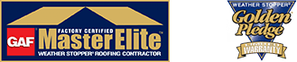 GAF Master Elite Contractor and Golden Pledge Warranty logos