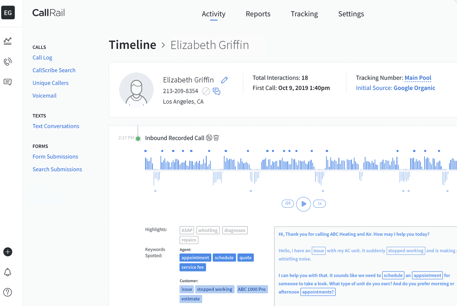 what is call tracking software