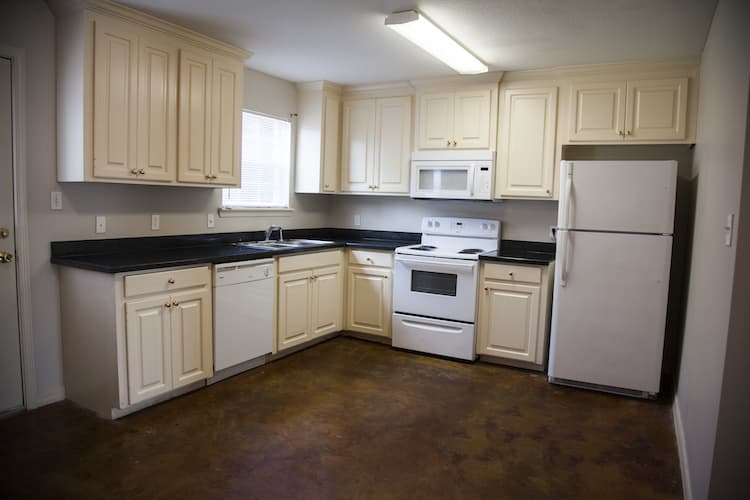 Kitchen with white appliances