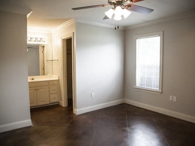 Bedroom with large vanity and separate bathroom