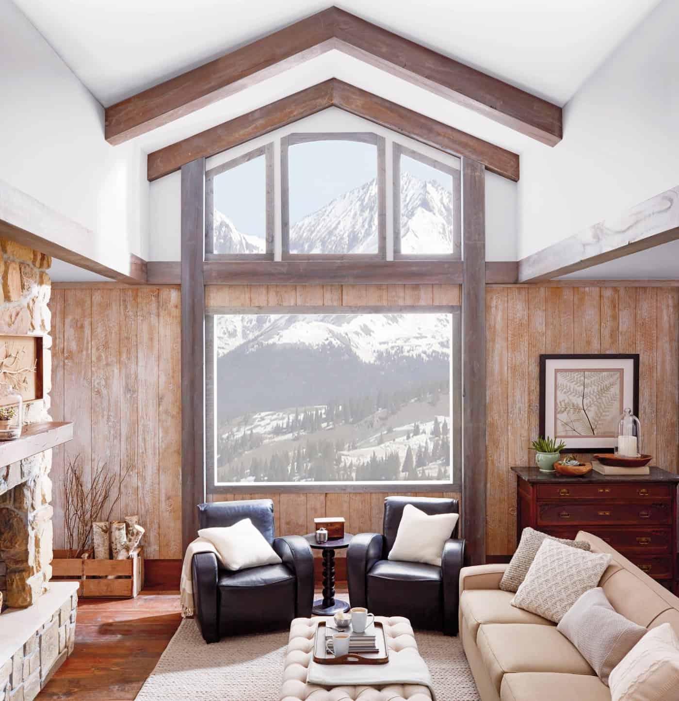 Before Parkland Wood Blinds for Angled Living Room Windows in Homes Near San Diego, California (CA)