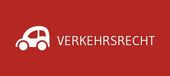A red background with a white car and the word verkehrsrecht.