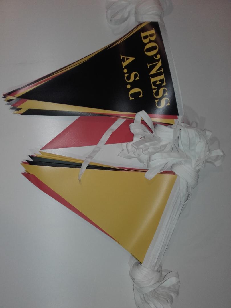 En masse flag, hvor der står knogler opad på dem