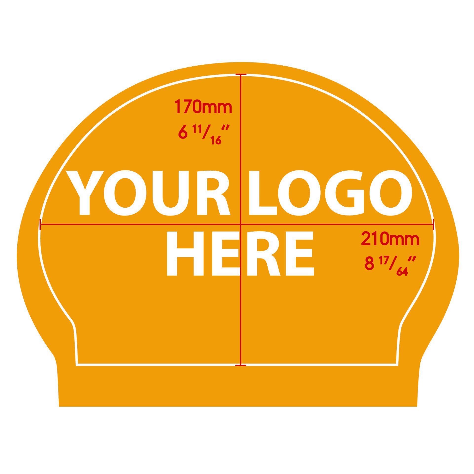 A picture of a swim cap that says your logo here