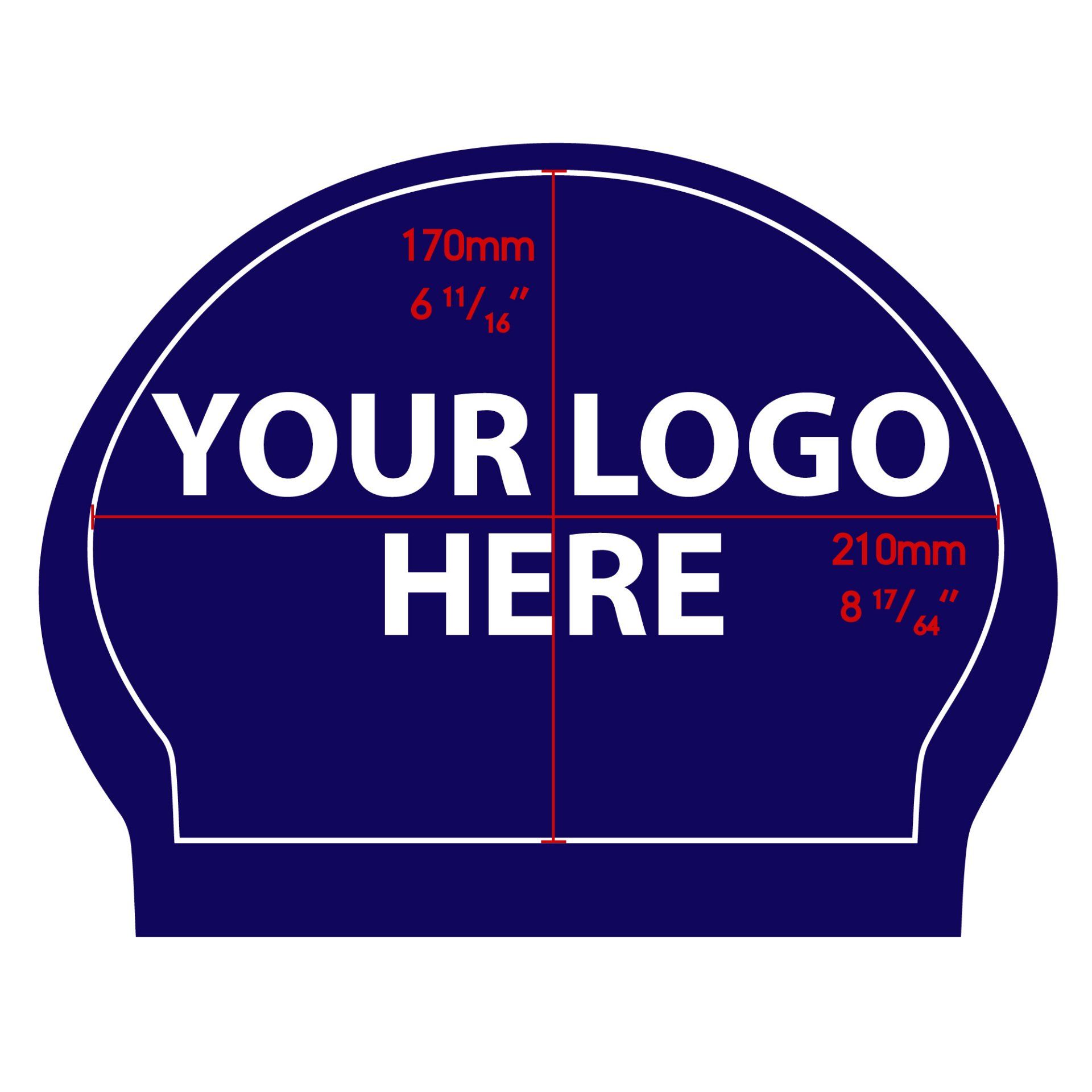 A blue sign that says your logo here on it