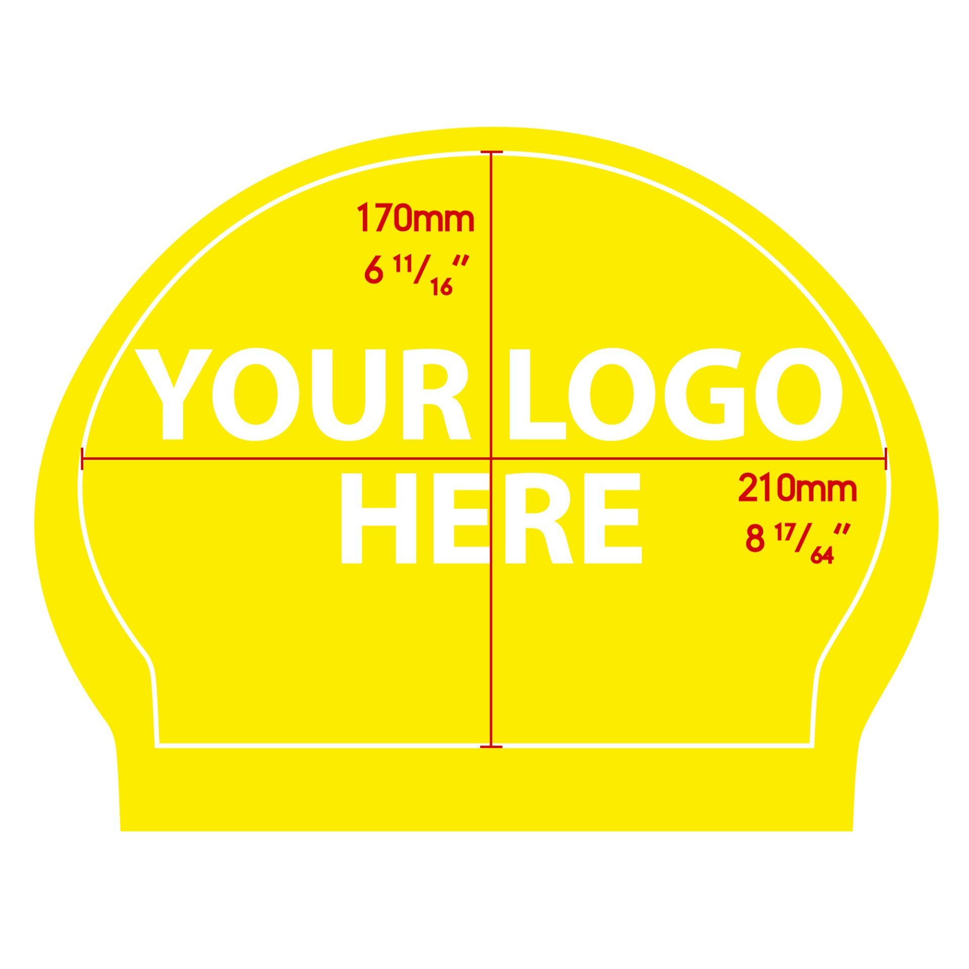 A yellow sign that says your logo here on it