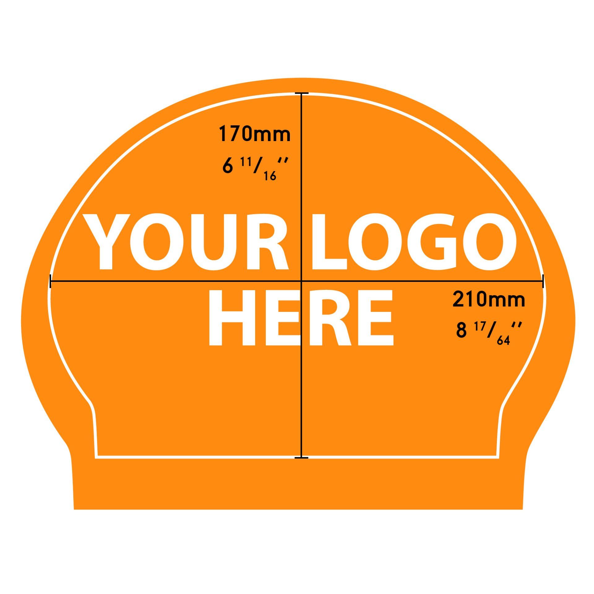 A picture of a swim cap that says your logo here