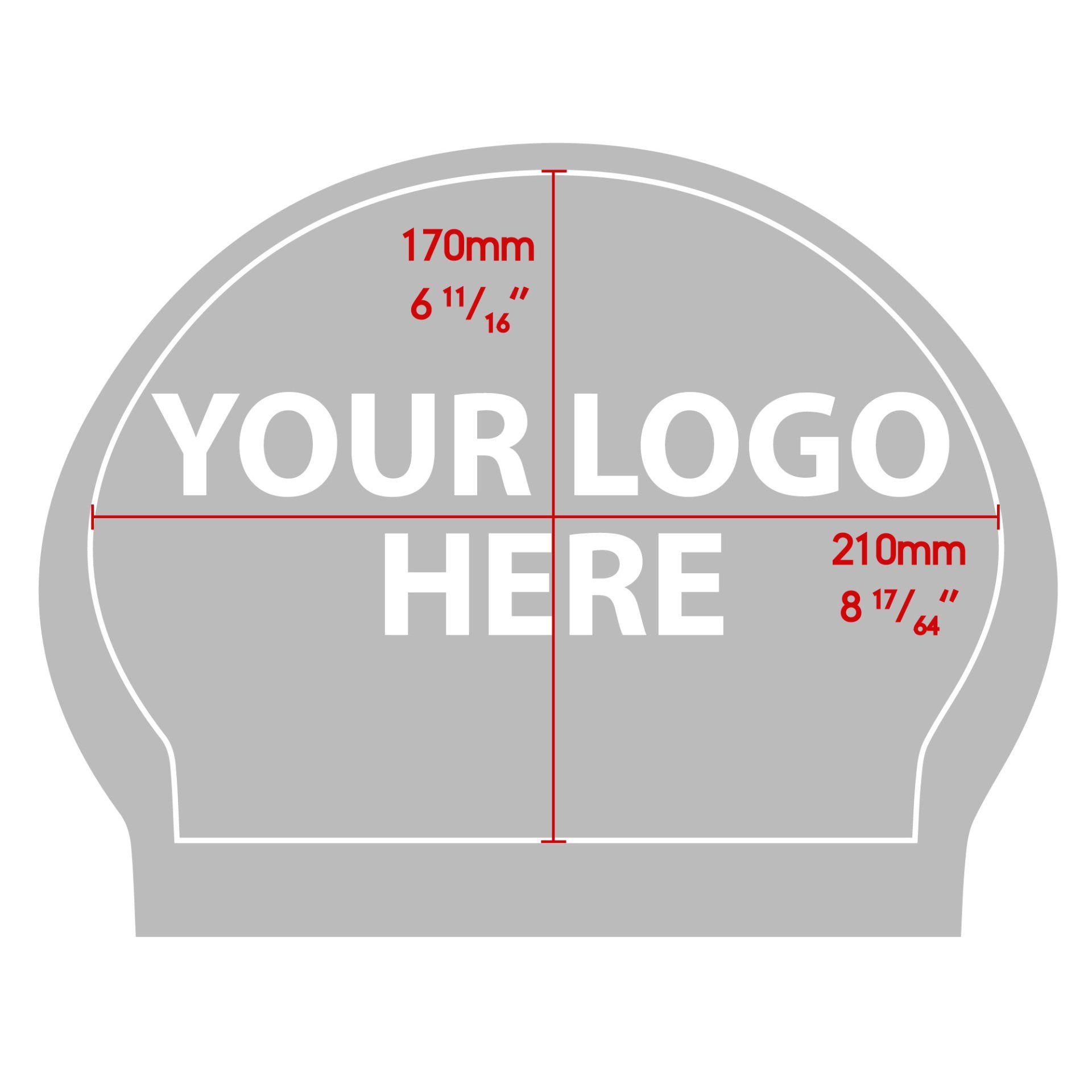 A drawing of a swimming cap with the words `` your logo here '' written on it.