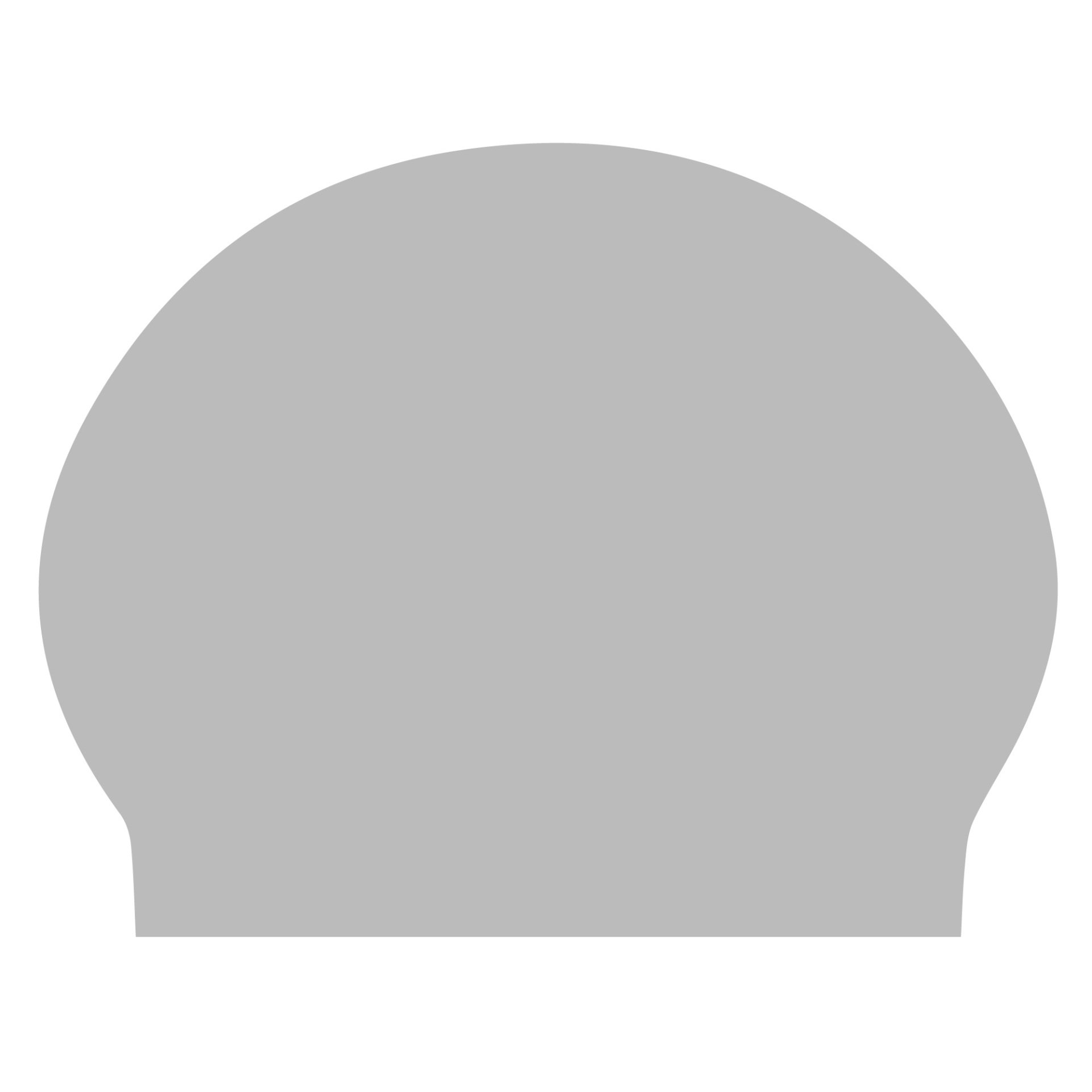 A gray swimming cap is shown on a white background.