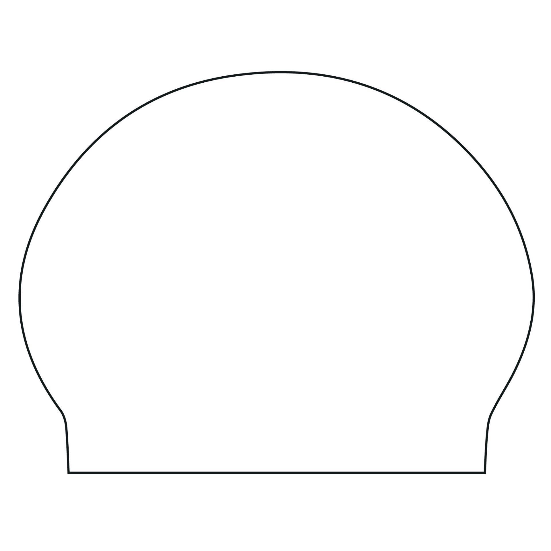 A black and white drawing of a swimming cap on a white background.