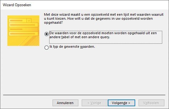 Wizard opzoeken MS Access
