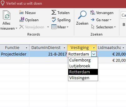 Keuzelijst met invoervak MS Access
