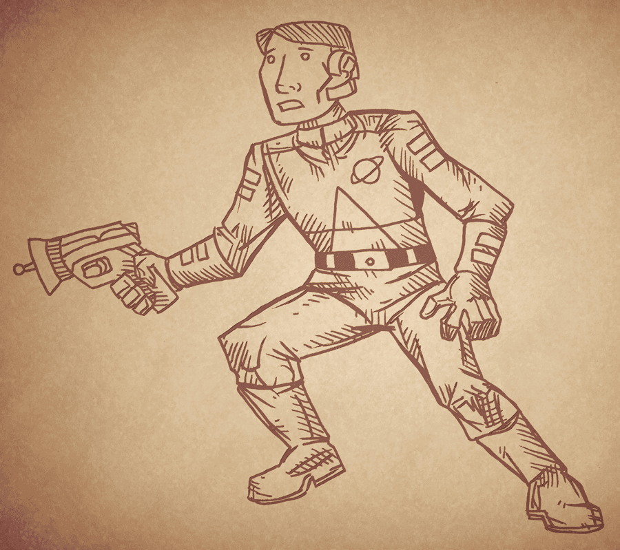 spacejacked sketch by Steve Myers of the retroSCIFIblog