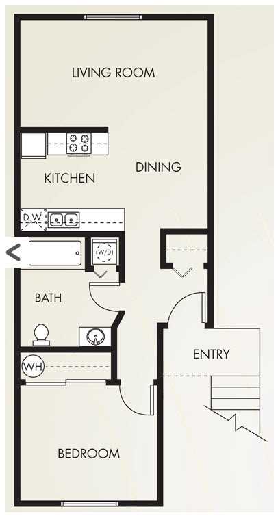 One bedroom one bathroom floor plan