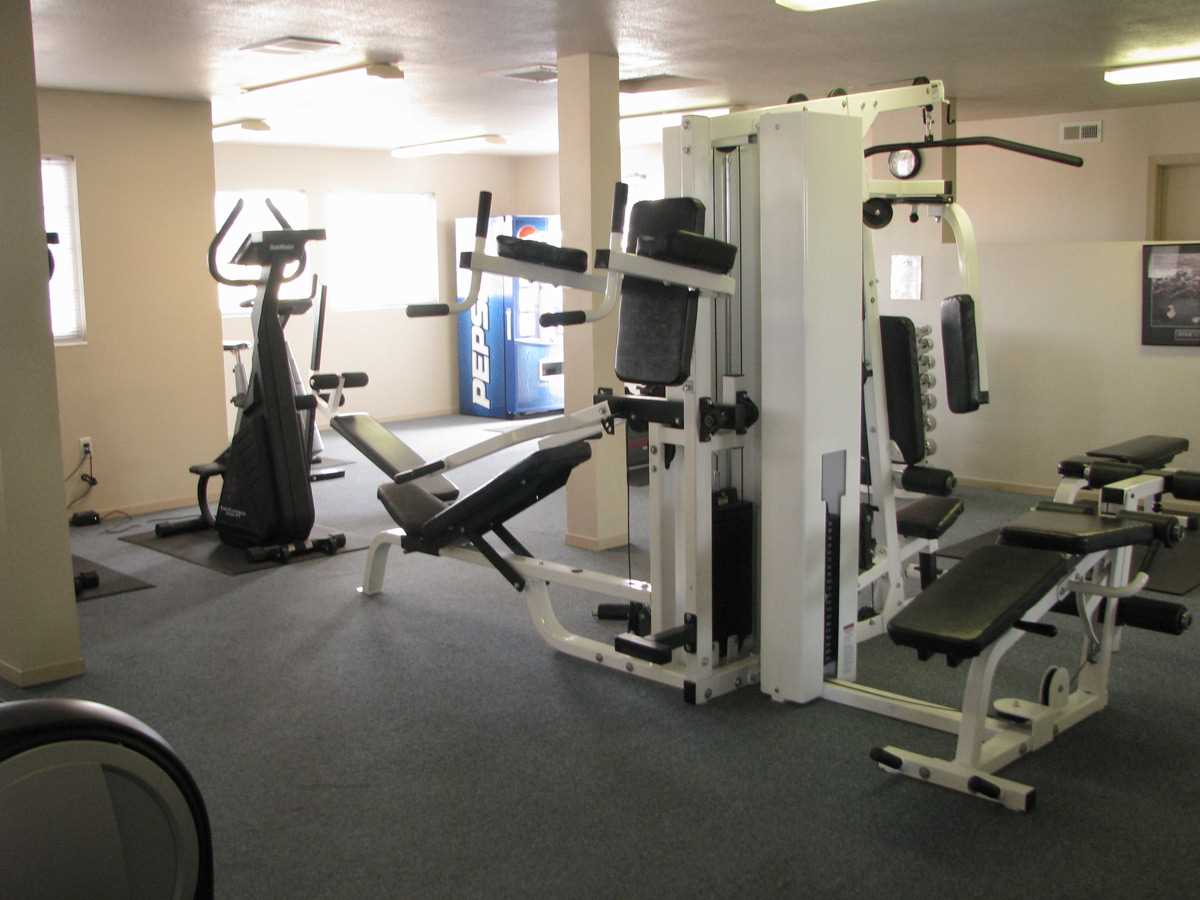 Interior view of fitness center equipment