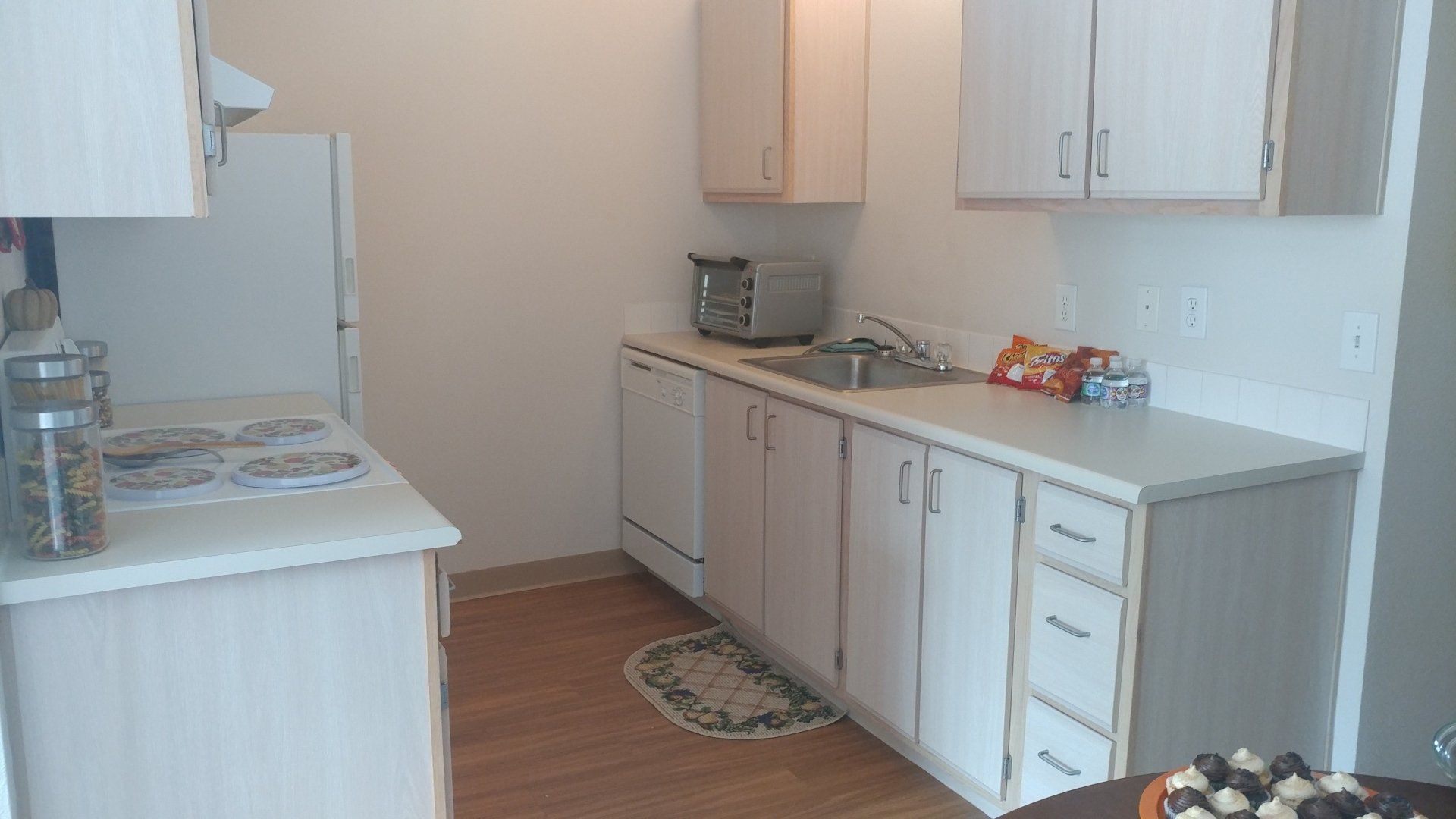 Interior of furnished kitchen