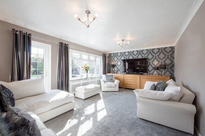 A general interior view of a living room lounge within a home