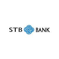 STB Bank logo with black text and a blue emblem on a white background