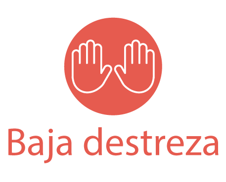 Un logo de baja destreza con dos manos en un círculo rojo