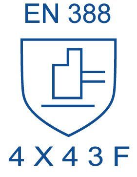 Un escudo azul con las palabras en 388 4x43f.