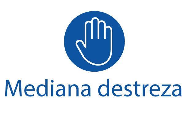 El logo de mediana destreza tiene una mano en un círculo azul.