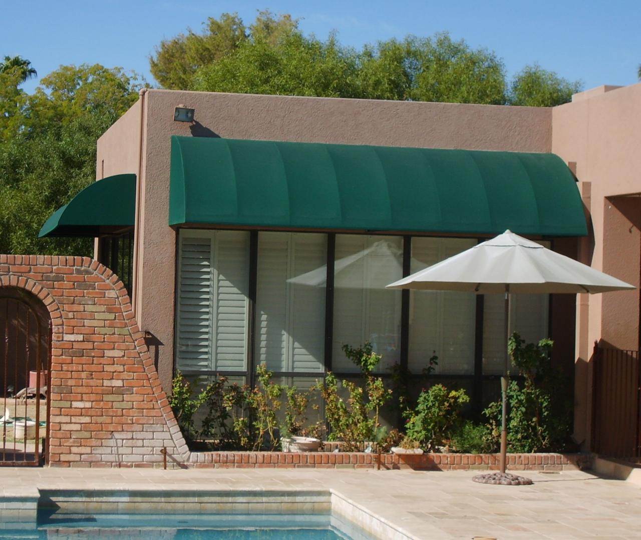 long convex style awning on Phoenix, AZ home