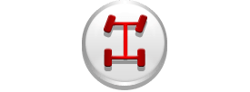 Red all-wheel drive indicator icon on a white background.