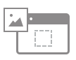 Line art of A default image next to a laptop
