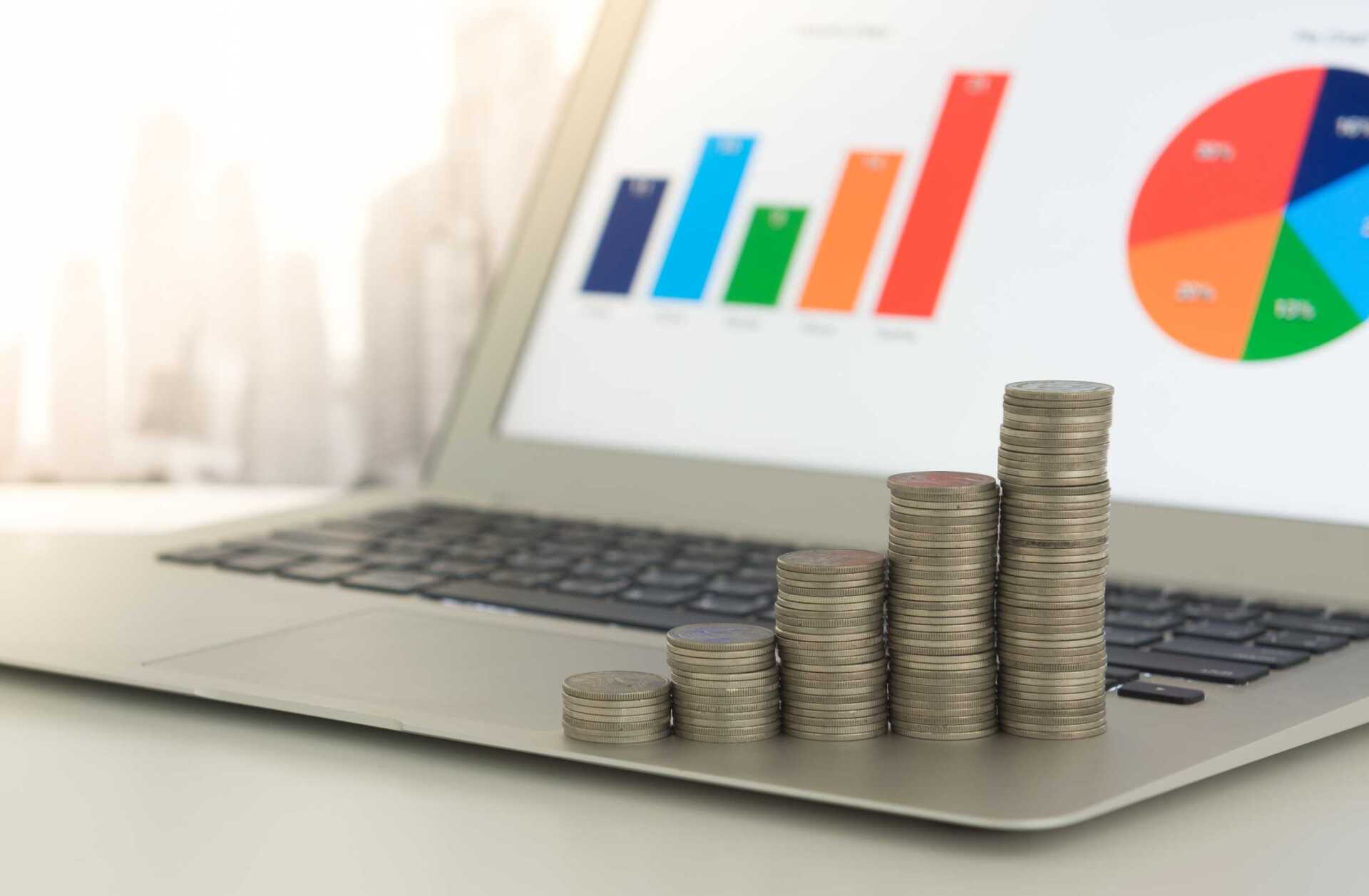 Grow Up Coins Stack With Business And Finance Graph — Finance Broker in Darwin