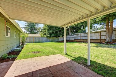 concrete veranda with awning